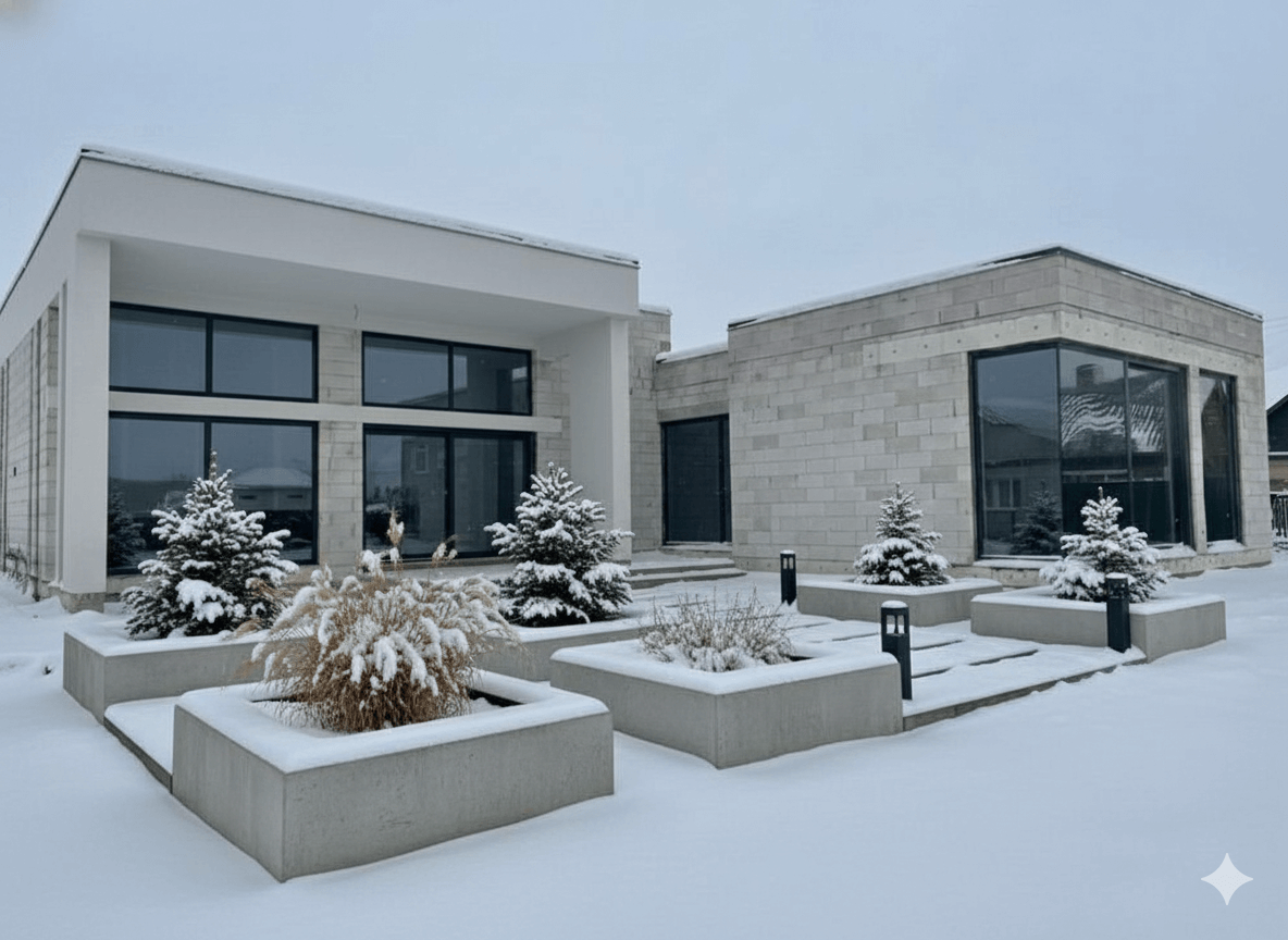 Современный дом с алюминиевыми окнами